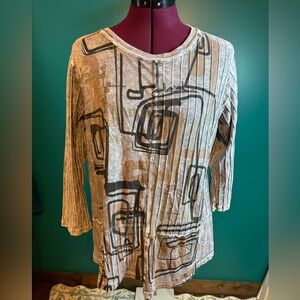 Jess & Jane Gray Graphic 3/4 Sleeve Blouse